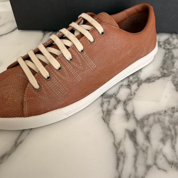 Prada Milano 2EE448 Mens Brown Pebbled Leather Low Top Sneakers, UK 7 main image 15